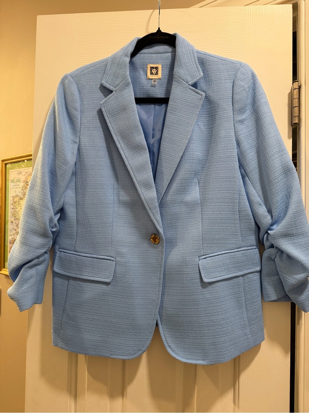Light Blue Women's Textured Blazer - Classic Tailored Jacket LIKE NEW - Size M